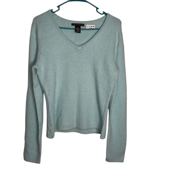 Sarah Spencer Sweater Womens Medium Blue V-Neck‎ Soft Angora Wool Preppy Office - Picture 9 of 12